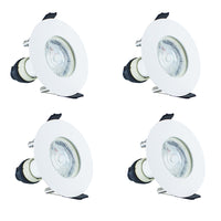 Integral ILDLFR70D001-4 Evofire Fire Rated Downlight 70mm Cutout IP65 White Round +GU10 Holder (4 Pack)