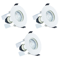 Integral ILDLFR70D003-3 Evofire Fire Rated Downlight 70mm Cutout IP65 White Round +GU10 Holder & Insulation Guard (3 Pack)