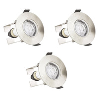 Integral ILDLFR70D004-3 Evofire Fire Rated Downlight 70mm Cutout IP65 Satin Nickel Round +GU10 Holder & Insulation Guard (3 Pack)