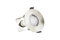 Integral ILDLFR70D004 Evofire Fire Rated Downlight 70mm Cutout IP65 Satin Nickel Round +GU10 Holder & Insulation Guard