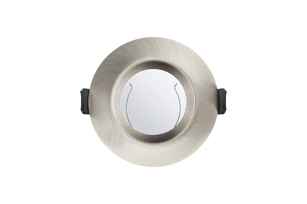 Integral ILDLFR70E004 Evofire Fire Rated Downlight 70mm Cutout IP65 Satin Nickel Recessed +GU10 Holder & Insulation Guard