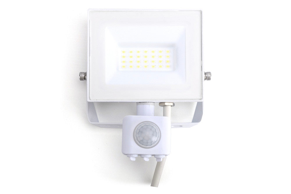 Integral ILFLE040 Compact Slim Floodlight PIR 20W 2000Lm 4000K 120 Beam 100Lm/W IP65 IK08 White