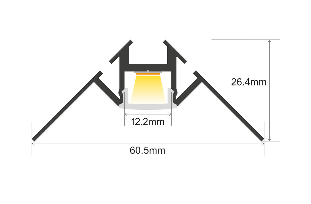 Integral ILPFC157 2m Aluminium Frosted Diffuser Corner Surface Mount Profile for IP65 12mm Width Strip with 2 Endcaps