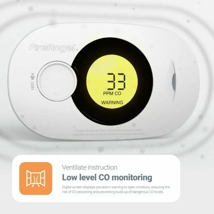 FireAngel FA3322-EUX10 Battery Powered Digital Display Carbon Monoxide (CO) Alarm with 10 Year Lifelong Sealed Battery - westbasedirect.com