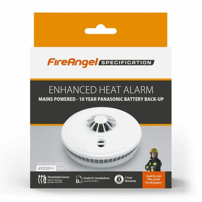 FireAngel HM-SN-1 Mains Powered Enhanced Heat Alarm with 10 Year Lithium Battery Back-up - westbasedirect.com