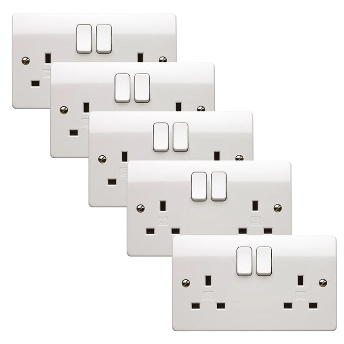 MK Logic Plus K2747WHI White Moulded 13A 2 Gang DP Switched Socket (5 Pack)