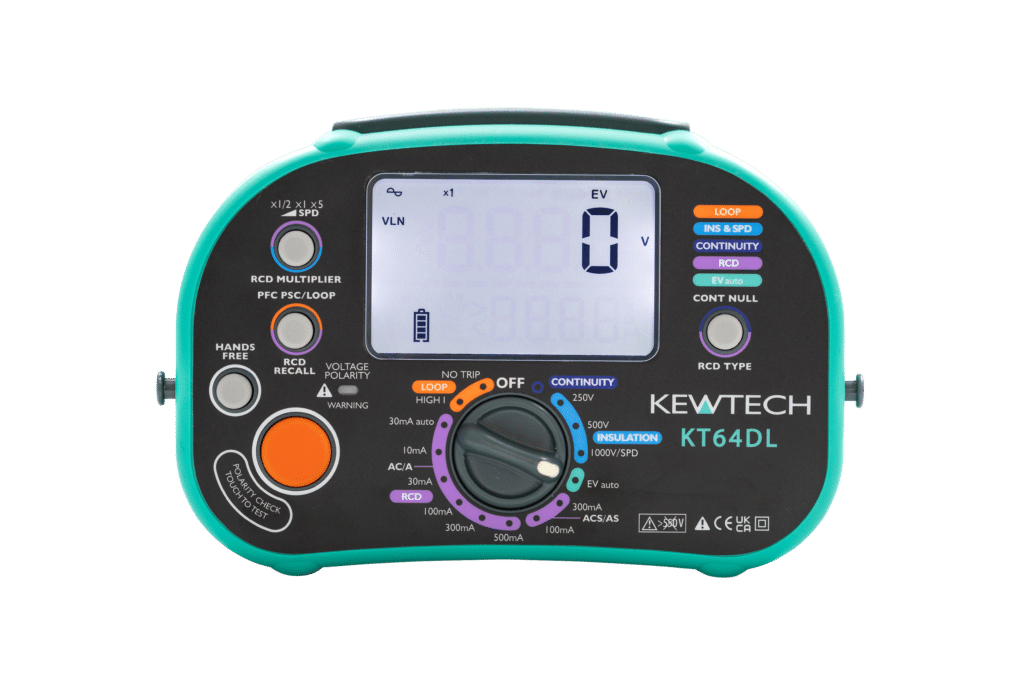 Kewtech KT64EVA Kit with KT64DL Digital Multifunction 7-in-1 with EV, SPD Tests & KEWEVA (EV Charging Point Testing Adapter)