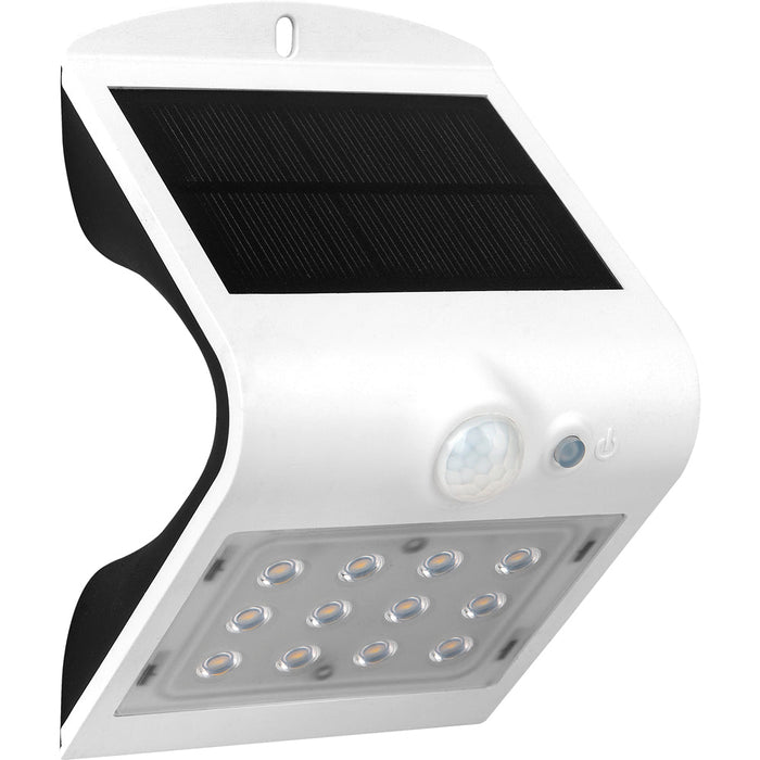 Luceco LEXS22W40 Solar Guardian Wall Light with PIR Sensor White IP65 1.5W 220lm 4000K Standard - westbasedirect.com