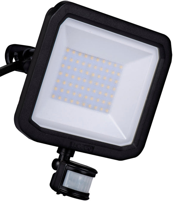 Luceco LFSP50B150 50W 5400lm 5000K IP65 Castra Security Floodlight with PIR Black - westbasedirect.com