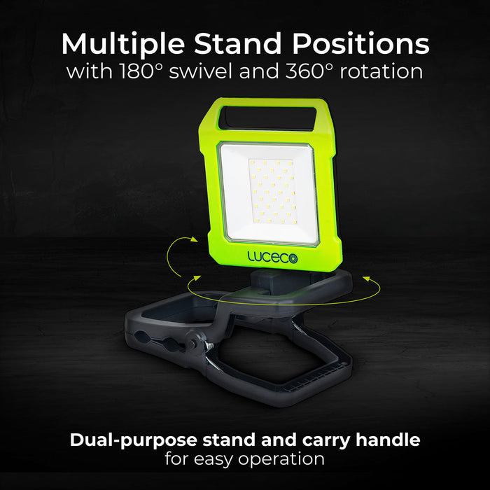 Luceco LILC10G65 Rechargeable Folding Clamp Worklight 1000lm 9W 6500K - USB Charged