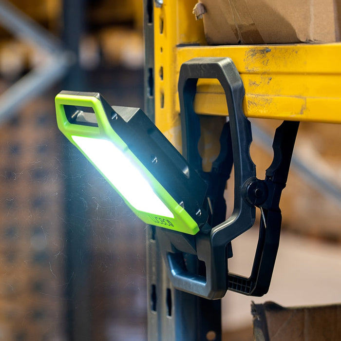 Luceco LILC10G65 Rechargeable Folding Clamp Worklight 1000lm 9W 6500K - USB Charged