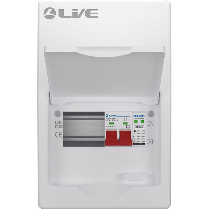 LIVE Electrical LSMC06S-SP 6 Module Metal Clad Consumer Unit c/w 100A Main Switch +20/40kA SPD (3 Usable Way)