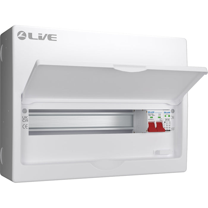 LIVE Electrical LSMC16S-SP 16 Module Metal Clad Consumer Unit c/w 100A Main Switch +20/40kA SPD (13 Usable Way)