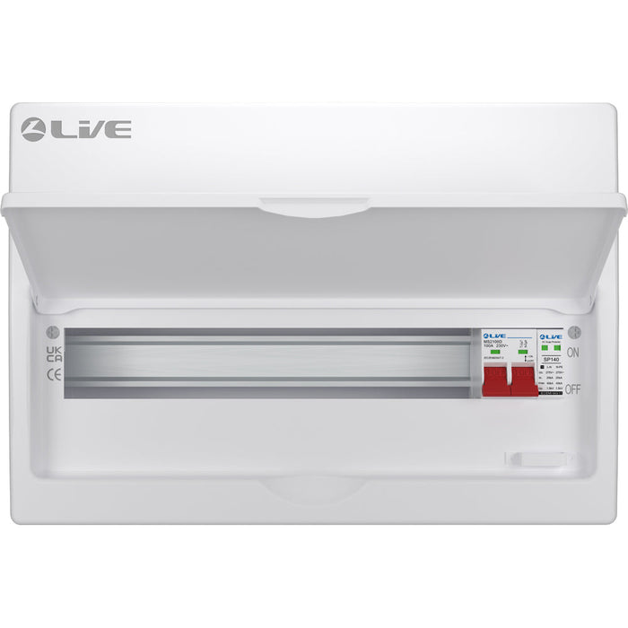LIVE Electrical LSMC18S-SP 18 Module Metal Clad Consumer Unit c/w 100A Main Switch +20/40kA SPD (15 Usable Way)