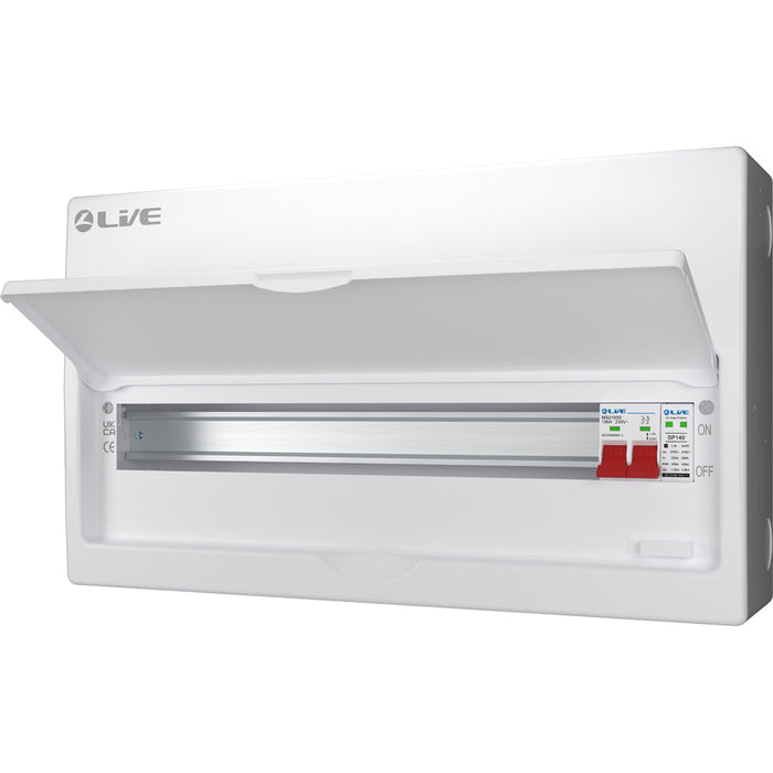 LIVE Electrical LSMC22S-SP 22 Module Metal Clad Consumer Unit c/w 100A Main Switch +20/40kA SPD (19 Usable Way)