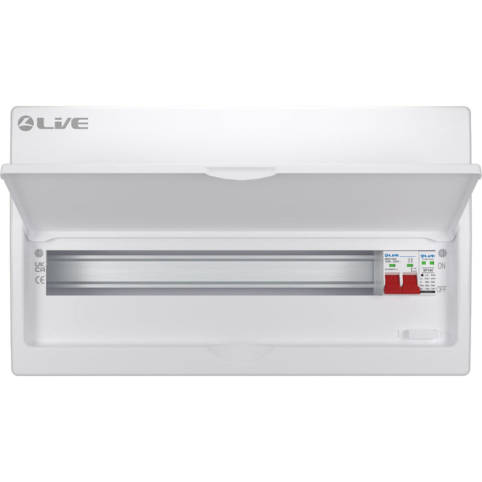 LIVE Electrical LSMC22S-SP 22 Module Metal Clad Consumer Unit c/w 100A Main Switch +20/40kA SPD (19 Usable Way)