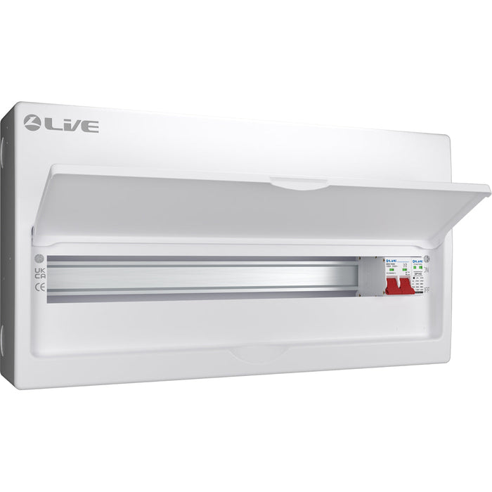 LIVE Electrical LSMC24S-SP 24 Module Metal Clad Consumer Unit c/w 125A Main Switch +20/40kA SPD (21 Usable Way)