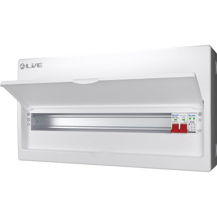 LIVE Electrical LSMC24S-SP 24 Module Metal Clad Consumer Unit c/w 125A Main Switch +20/40kA SPD (21 Usable Way)