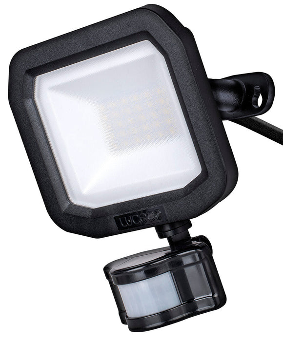 Luceco Smart LSMFSP20B150 20W 2400lm IP65 LED PIR Floodlight Black - westbasedirect.com