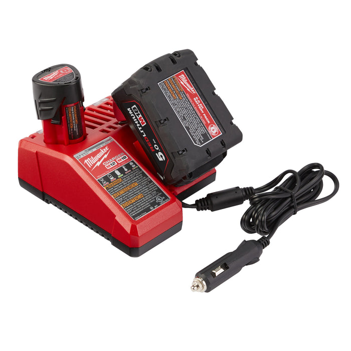 Milwaukee M12-18AC+M18B5 Kit - In Car Charger for 12V & 18V Batteries + M18B5 5.0Ah Li-ion Battery