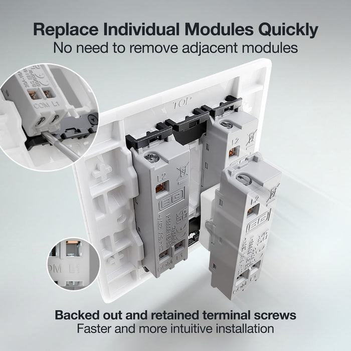 BG GridLite M12C 20A SP 2-Way (Centre Off) Switch Module - White