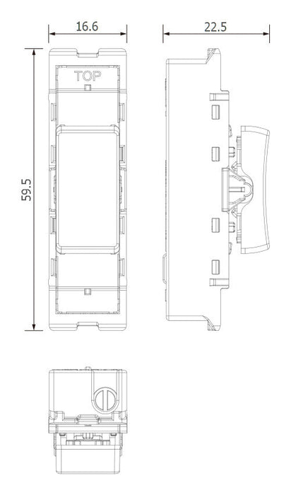 BG GridLite M12C 20A SP 2-Way (Centre Off) Switch Module - White