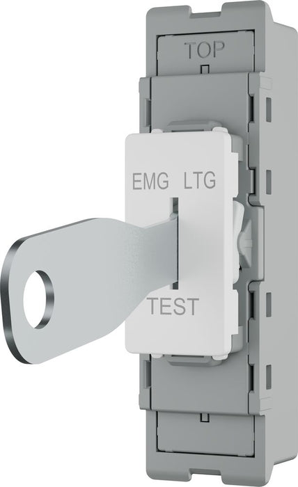 BG GridLite M12EL 20A 16AX SP 2-Way Key Switch Module "EMG LTG TEST" - White