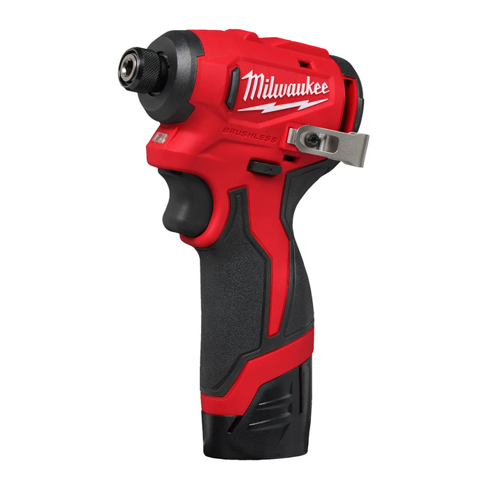 Milwaukee M12BLIDRC-202C 12V FUEL Brushless Compact 1/4" Impact Driver, 2x 2.0Ah Batteries, Charger & Case - westbasedirect.com