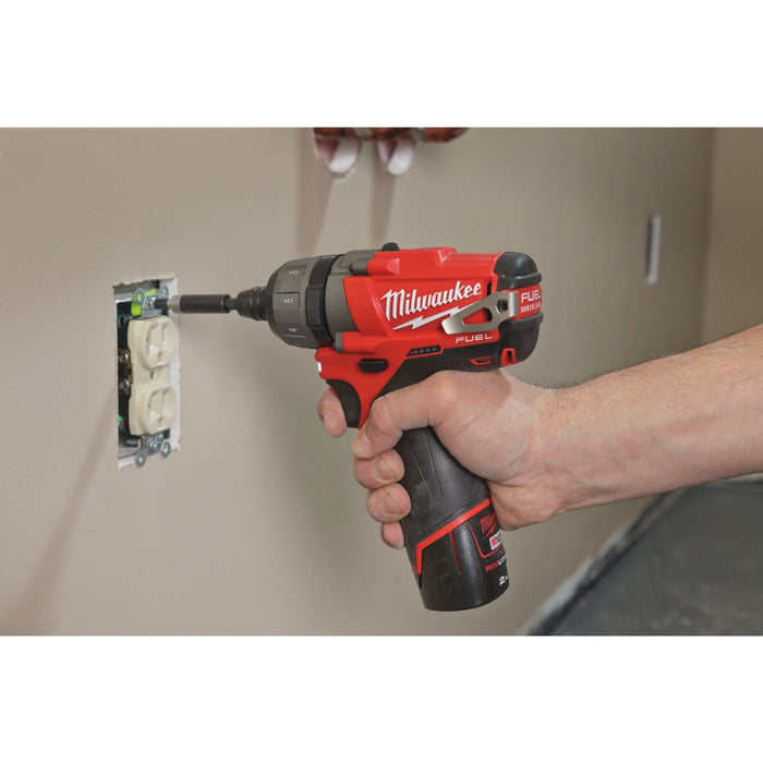 Milwaukee M12CD-202C 12V FUEL Sub Compact Screw Driver, 2x 2.0Ah Batteries, Charger & Case - westbasedirect.com