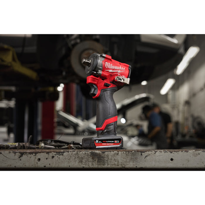 Milwaukee M12FCIWF12G3-502X 12V FUEL Compact 1/2" Impact Wrench with Friction Ring, 2x 5.0Ah Batteries, Charger & Case - westbasedirect.com