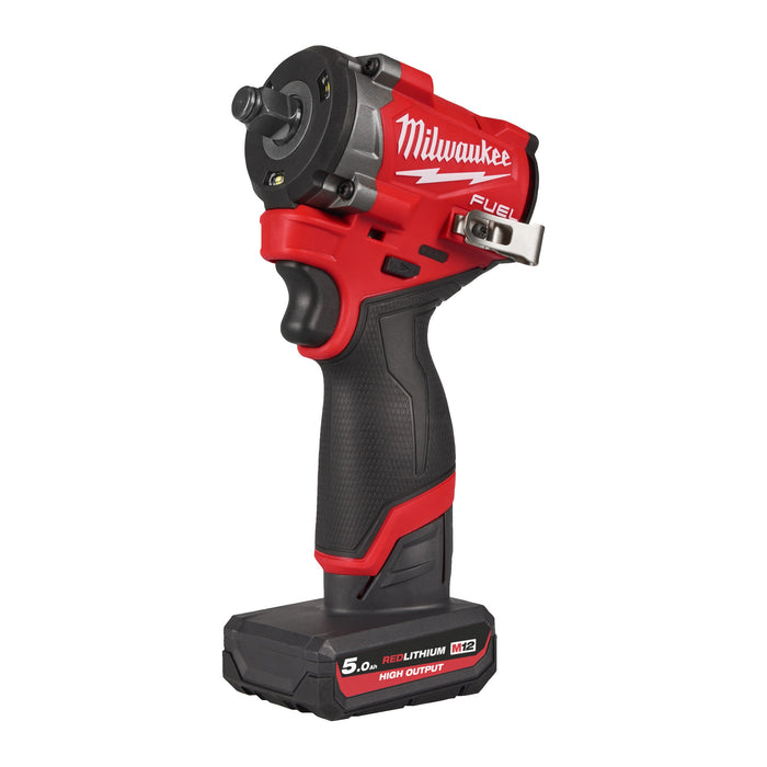 Milwaukee M12FCIWF12G3-502X 12V FUEL Compact 1/2" Impact Wrench with Friction Ring, 2x 5.0Ah Batteries, Charger & Case - westbasedirect.com