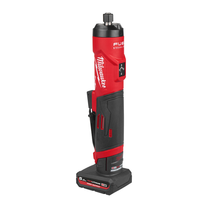 Milwaukee M12FDGS2-522B 12V FUEL Brushless Straight Die Grinder, 1x 5.0Ah Battery, 1x 2.0Ah Battery, Charger & Tool Bag