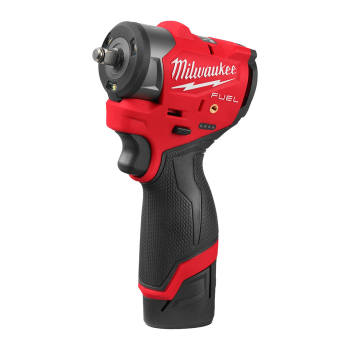 Milwaukee M12FSCIWF38-252X 12V FUEL 3/8'' Sub-Compact Impact Wrench with Friction Ring, 2x 2.5Ah Batteries, Charger & Case - westbasedirect.com