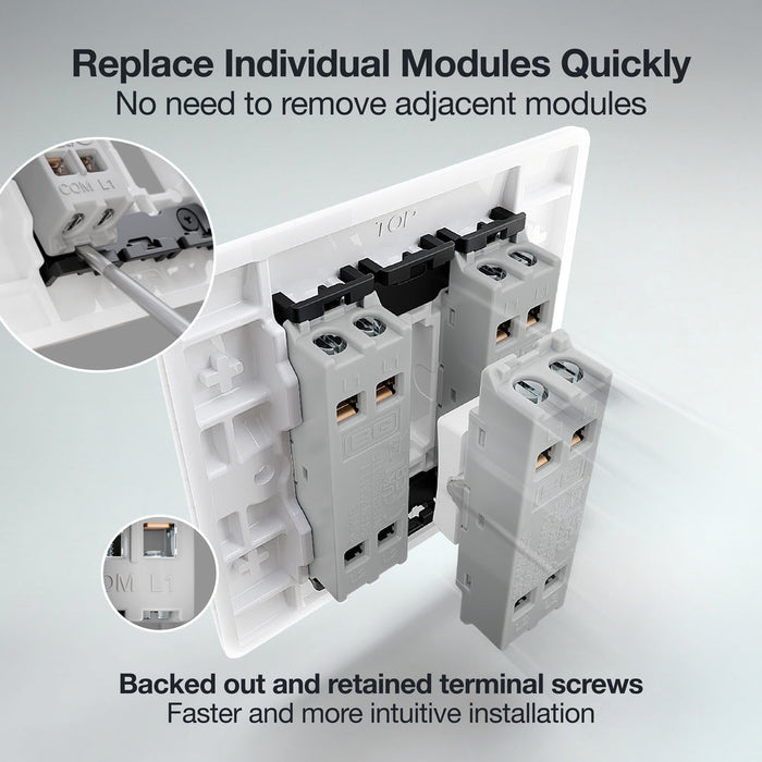 BG GridLite M13 20A 16AX 2-Way Intermediate Switch Module - White