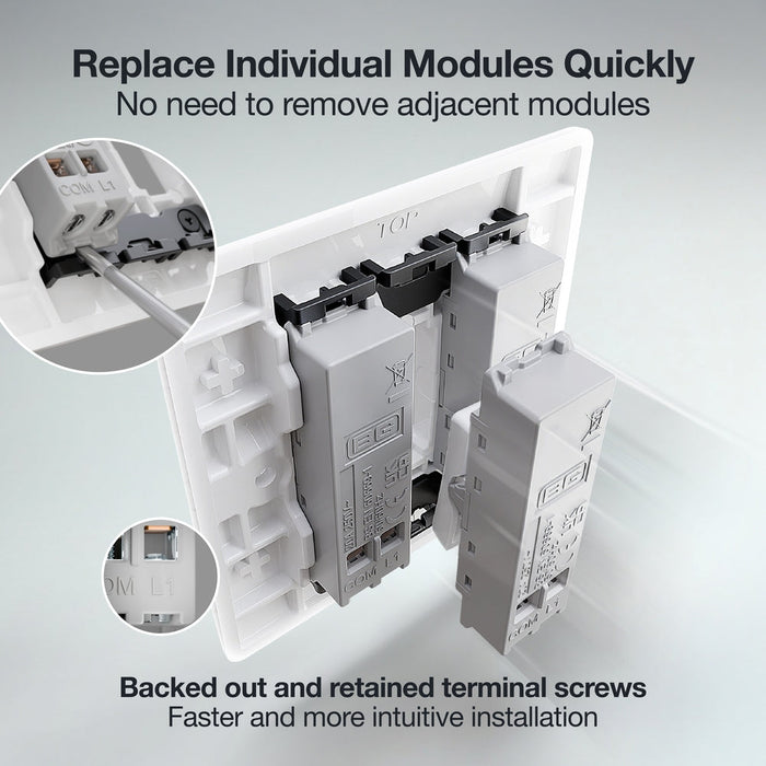 BG GridLite M14 20A 1-Way Retractive Switch Module - White