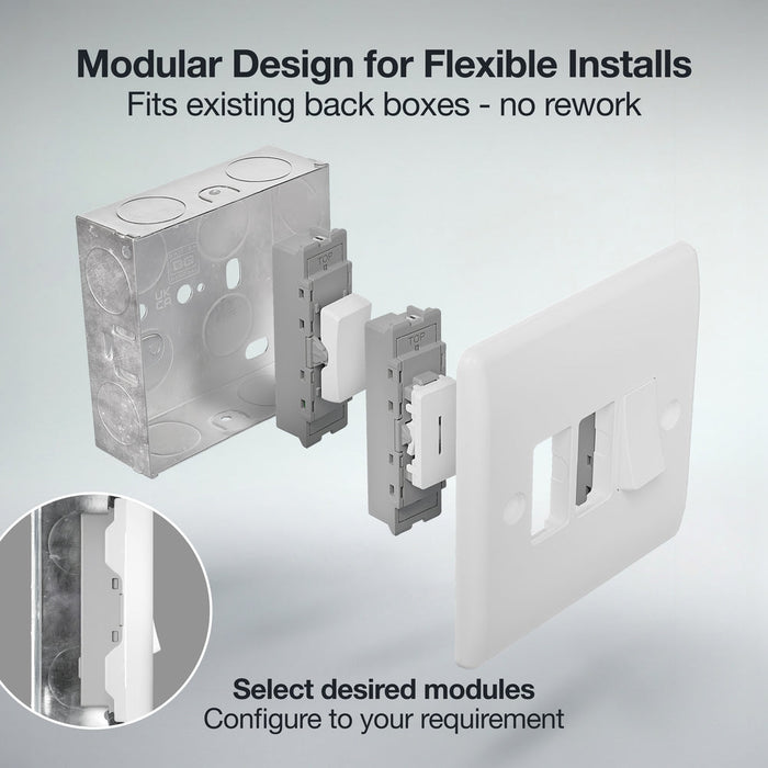 BG GridLite M14 20A 1-Way Retractive Switch Module - White