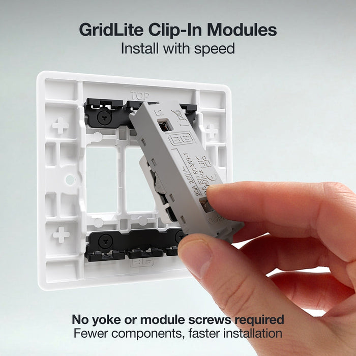 BG GridLite M142BELL 20A 2-Way Retractive Switch Module "Bell Symbol" - White