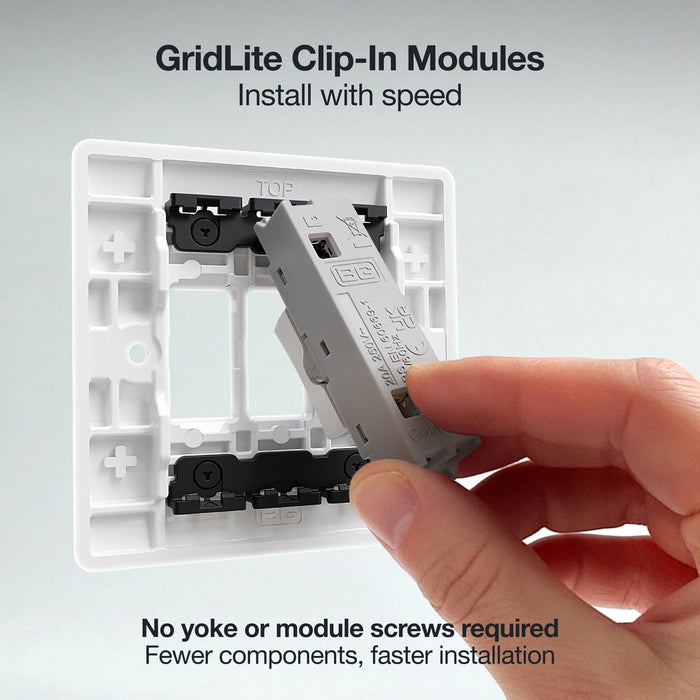 BG GridLite M142C 20A SP 2-Way Retractive (Centre Off) Switch Module - White