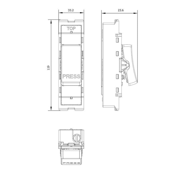 BG GridLite M142PR 20A 2-Way Retractive Switch Module "PRESS" - White
