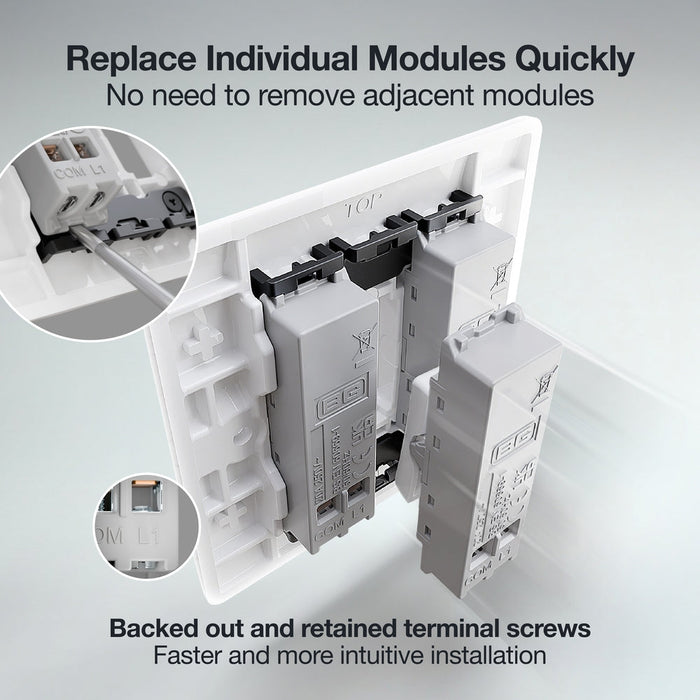 BG GridLite M14BELL 20A 1-Way Retractive Switch Module "Bell Symbol" - White