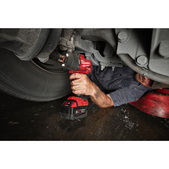 Milwaukee M18FHIW2F12-502X 18V FUEL Brushless 1/2'’ High Torque Impact Wrench with Friction Ring, 2x 5.0Ah Batteries, Charger & Case - westbasedirect.com