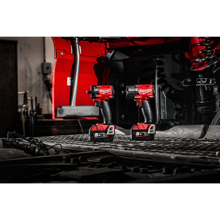 Milwaukee M18FIW2F12-502X 18V FUEL Compact 1/2" Impact Wrench with Friction Ring, 2x 5.0Ah Batteries, Charger & Case - westbasedirect.com
