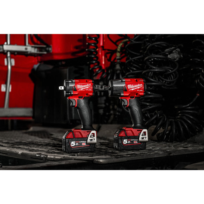 Milwaukee M18FIW2F12-502X 18V FUEL Compact 1/2" Impact Wrench with Friction Ring, 2x 5.0Ah Batteries, Charger & Case - westbasedirect.com