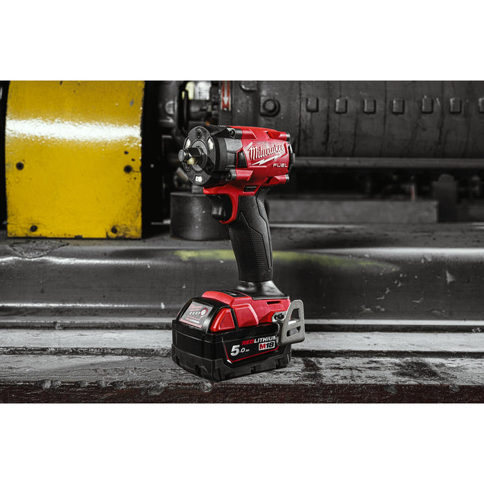 Milwaukee M18FIW2F12-502X 18V FUEL Compact 1/2" Impact Wrench with Friction Ring, 2x 5.0Ah Batteries, Charger & Case - westbasedirect.com