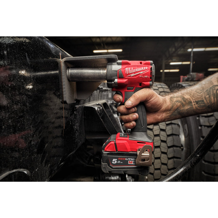 Milwaukee M18FIW2F12-502X 18V FUEL Compact 1/2" Impact Wrench with Friction Ring, 2x 5.0Ah Batteries, Charger & Case - westbasedirect.com