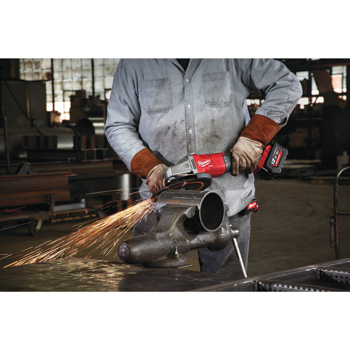 Milwaukee M18FLAG230XPDB-0C+M18B5 Kit - 18V FUEL Cordless 230mm Braking Angle Grinder, Paddle Switch + M18B5 5.0Ah Li-ion Battery & Case