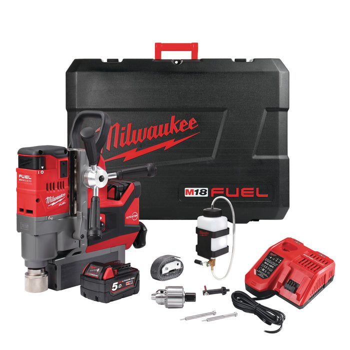 Milwaukee M18FMDP-502C 18V FUEL Brushless Magnetic Drill Press with Permanent Magnet, 2x 5.0Ah Batteries, Charger & Case - westbasedirect.com