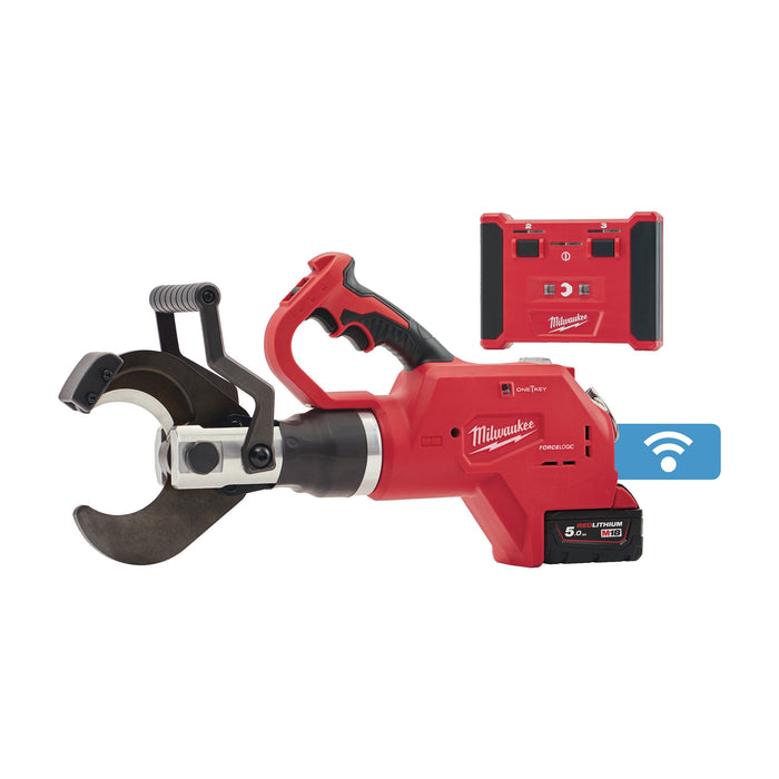Milwaukee M18HCC75R-502C 18V FORCE LOGIC Hydraulic Remote Underground Cable Cutter, 2x 5.0Ah Batteries, Charger & Case