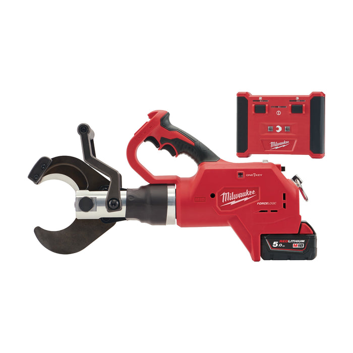 Milwaukee M18HCC75R-502C 18V FORCE LOGIC Hydraulic Remote Underground Cable Cutter, 2x 5.0Ah Batteries, Charger & Case