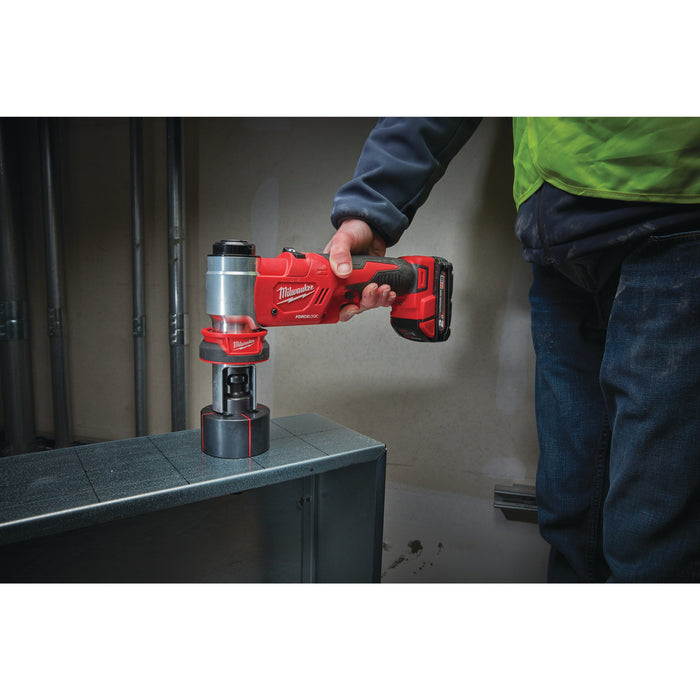 Milwaukee M18HKP-201CA 18V FORCE LOGIC Hydraulic Knockout Punch with Dies, 1x 2.0Ah Battery, Charger & Case